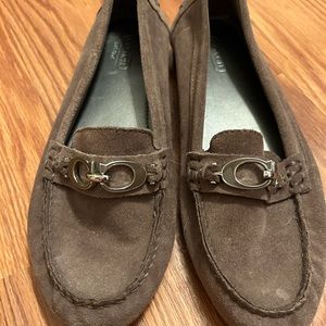 Coach, brown, suede, size 8, loafer/flats, copper hardware